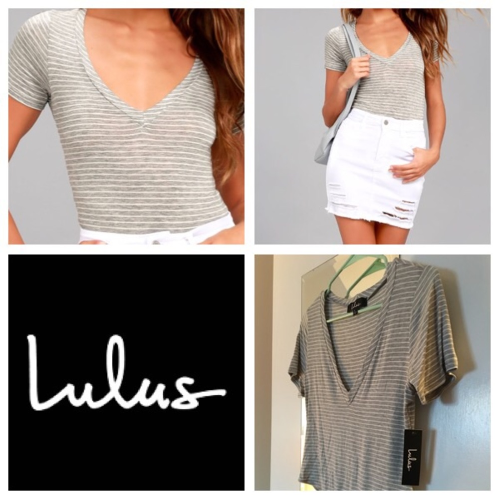 Lulus Striped Short-sleeve Bodysuit